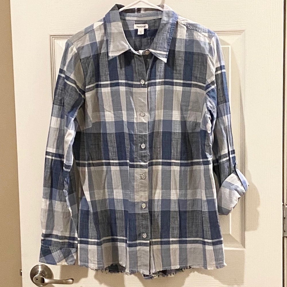 Westport Blue And White Plaid Shirt NWT